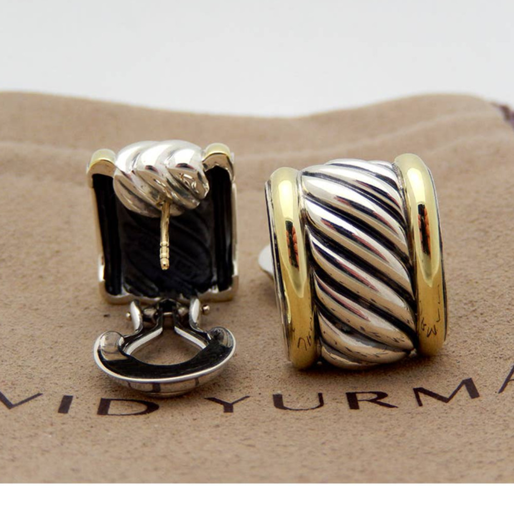 David Yurman Cable Huggie Earrings in Sterling Silver & 14K Gold - Picture 5 of 8